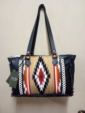 NWT Myra Bag Co Leather, Canvas, & Tapestry Tote Bag